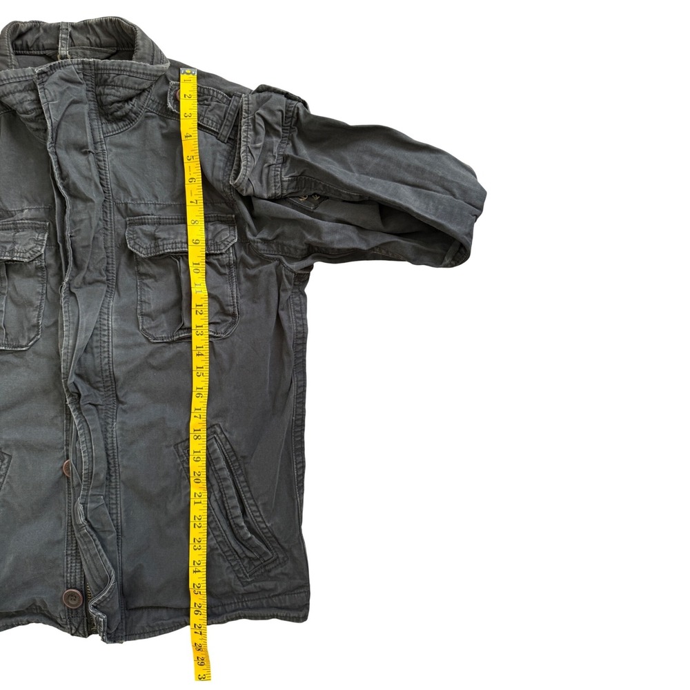 Abercrombie & Fitch Jacket Mens Medium Gray Military Field Charcoal Cotton - Picture 7 of 8